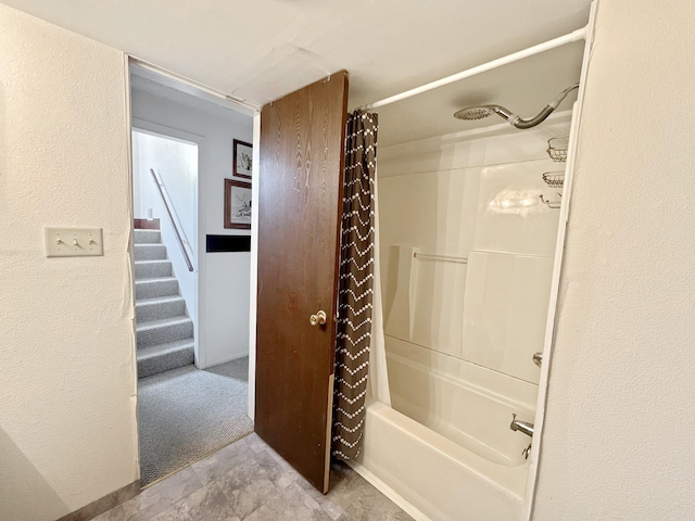 643 Madison Way, Great Falls, MT 59404 - bathroom with shower / bath combo with shower curtain and a textured wall