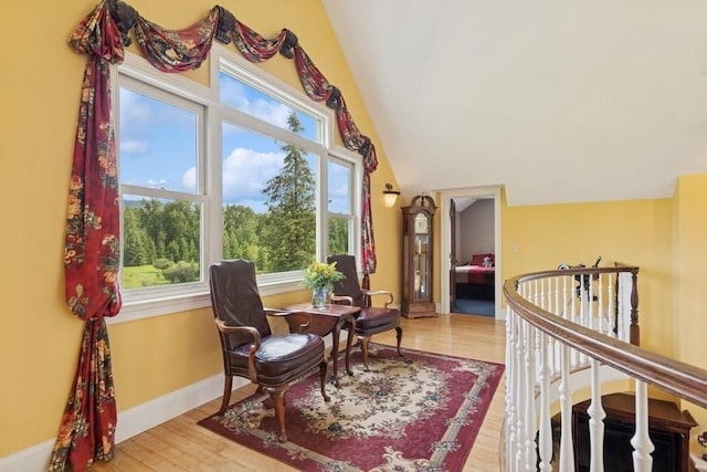 420 Little Creek Ln, Whitefish, MT 59937 - sitting room with wood finished floors and lofted ceiling