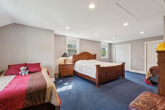 420 Little Creek Ln, Whitefish, MT 59937 - carpeted bedroom with attic access, recessed lighting, and two closets
