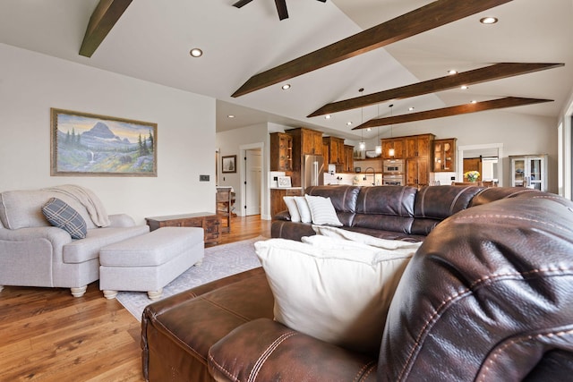 331 Deer Creek Rd, Somers, MT 59932 - living area featuring recessed lighting, light wood-type flooring, and a ceiling fan