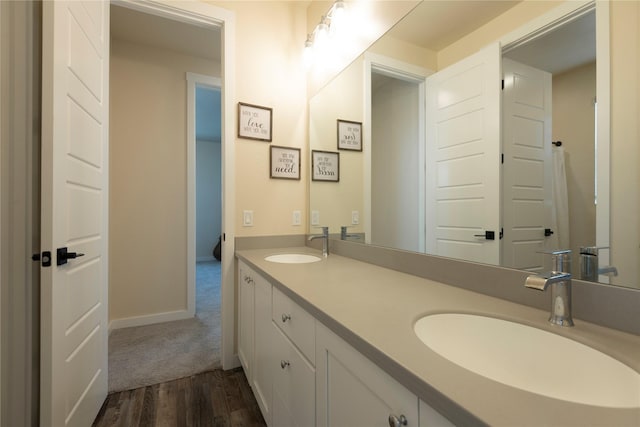 343 Meadow View Loop, East Helena, MT 59635 - bathroom featuring double vanity and wood finished floors
