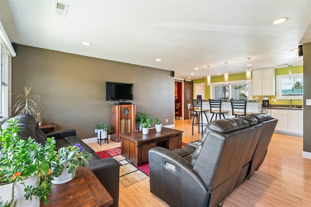 3782 E Riggs St, East Helena, MT 59635 - living room featuring light wood-type flooring and recessed lighting