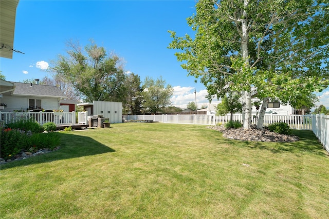 3782 E Riggs St, East Helena, MT 59635 - fenced backyard featuring a deck and a shed