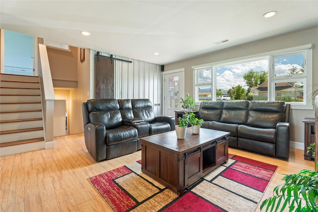 3782 E Riggs St, East Helena, MT 59635 - living area with light wood-style flooring, stairs, and recessed lighting
