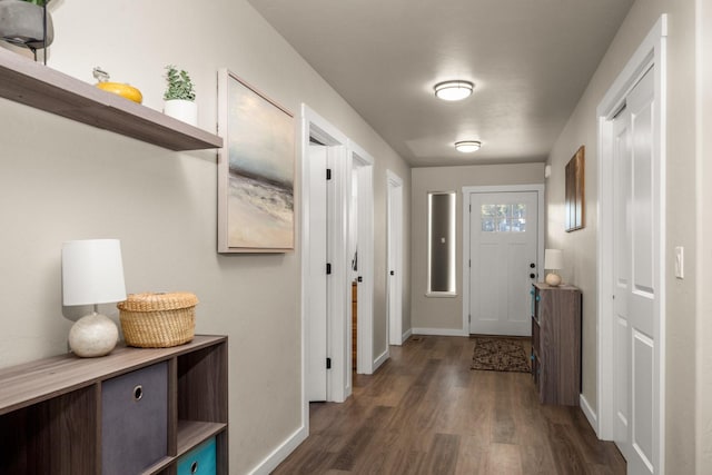 546 Sparrow Rd, Kalispell, MT 59901 - entrance foyer featuring dark wood-type flooring and baseboards