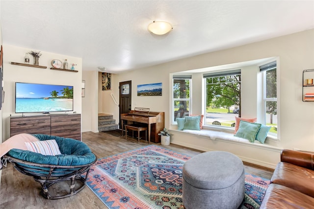 1346 Lilly Ct, Missoula, MT 59802 - living room featuring stairway and wood finished floors