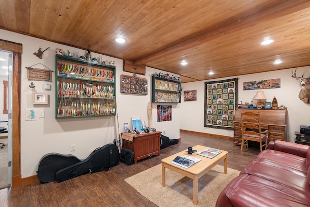 14980 Mt Highway 35, Bigfork, MT 59911 - living area with wood finished floors, recessed lighting, and wooden ceiling