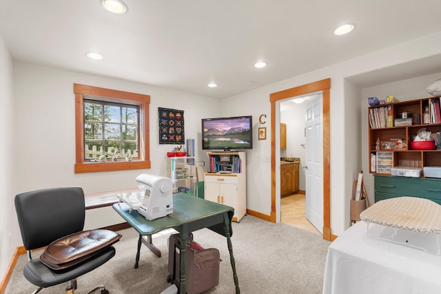 14980 Mt Highway 35, Bigfork, MT 59911 - office area featuring recessed lighting and light colored carpet