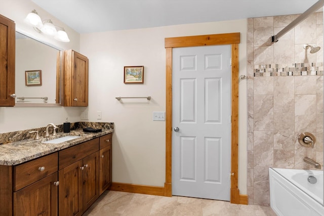 14980 Mt Highway 35, Bigfork, MT 59911 - bathroom featuring vanity, shower / tub combination, and tile patterned floors