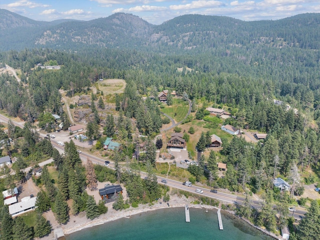 14980 Mt Highway 35, Bigfork, MT 59911 - aerial overview of property's location with a heavily wooded area and a water and mountain view
