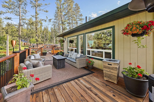 35AND33 Lakeside Ave, Lakeside, MT 59922 - wooden terrace featuring outdoor lounge area