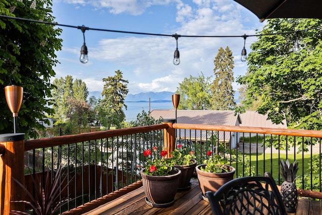 35AND33 Lakeside Ave, Lakeside, MT 59922 - wooden deck with a mountain view