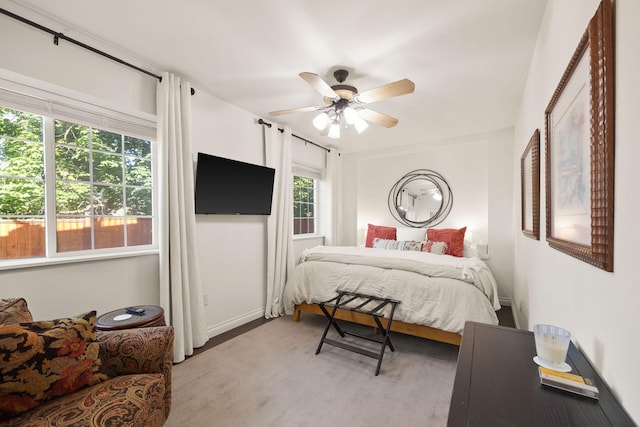 35AND33 Lakeside Ave, Lakeside, MT 59922 - bedroom with a ceiling fan and light wood-style flooring