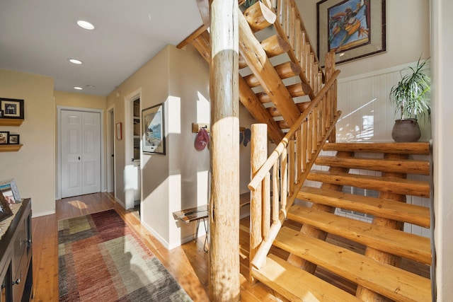 35AND33 Lakeside Ave, Lakeside, MT 59922 - stairway with wood finished floors and recessed lighting