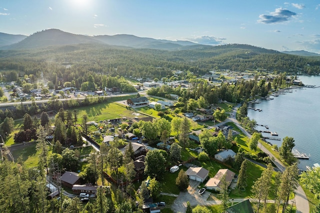 35AND33 Lakeside Ave, Lakeside, MT 59922 - aerial view of property and surrounding area with a forest and a water and mountain view