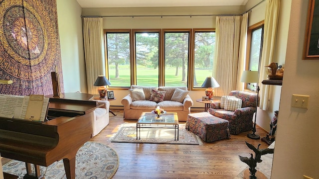 122 Fairway Blvd, Kalispell, MT 59901 - living room featuring hardwood / wood-style flooring and a baseboard radiator