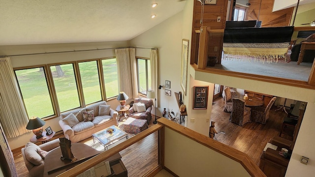 122 Fairway Blvd, Kalispell, MT 59901 - living area featuring lofted ceiling and wood finished floors