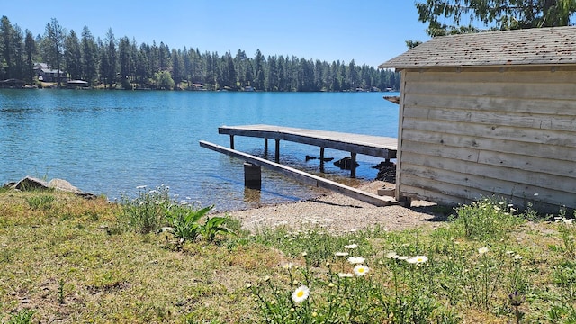 21439 Rollins Lakeshore Dr, Rollins, MT 59931 - dock area featuring a water view and a forest view