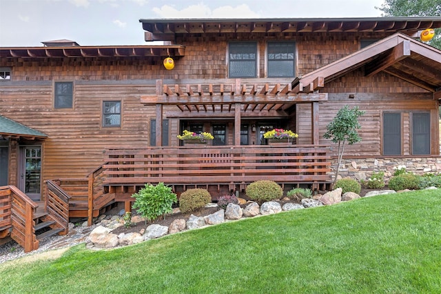 349 Harlan Creek Rd, Hamilton, MT 59840 - back of property with a wooden deck and a yard