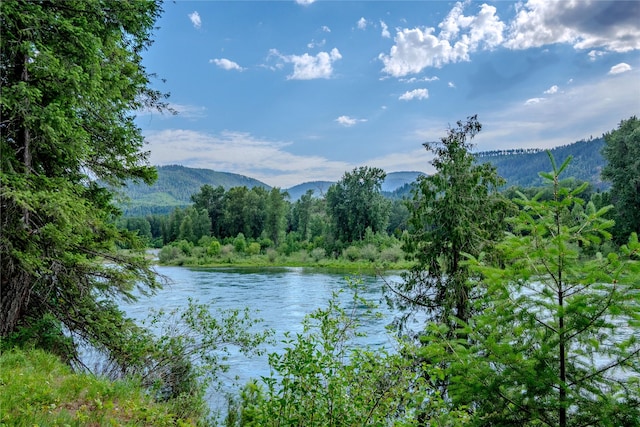716 Kootenai River Rd, Troy, MT 59935 - water view featuring a forest and mountains