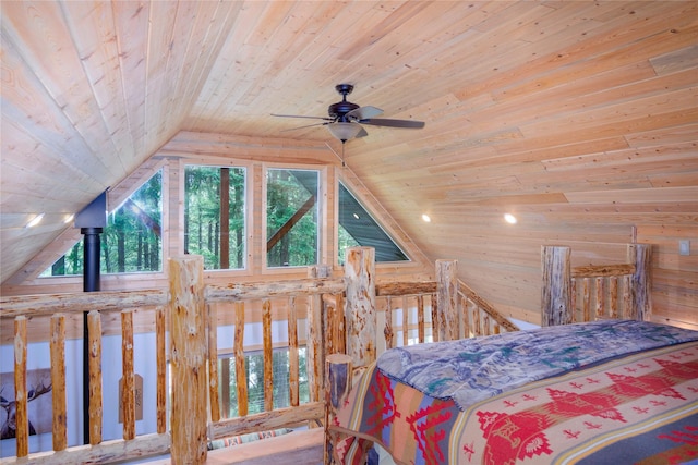 716 Kootenai River Rd, Troy, MT 59935 - bedroom with wooden ceiling and lofted ceiling
