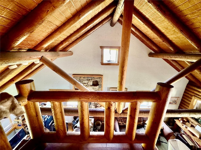 17 Twenty Peak Gulch Ln, Trout Creek, MT 59874 - detailed view of a wood ceiling with exposed beams