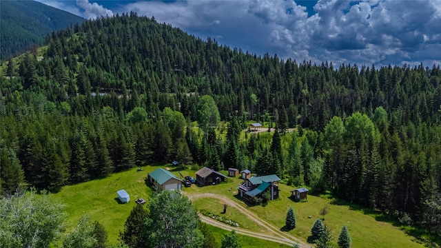 17 Twenty Peak Gulch Ln, Trout Creek, MT 59874 - aerial view of property and surrounding area with a forest and a mountain backdrop