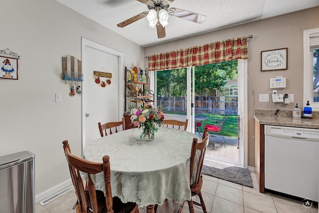 3875 Kiki Dr Unit 3875, Helena, MT 59602 - dining space featuring ceiling fan, a textured ceiling, and light tile patterned floors