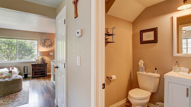 5530 Creekstone Dr Unit 6, Missoula, MT 59808 - bathroom featuring healthy amount of natural light, vanity, wood finished floors, and a textured wall