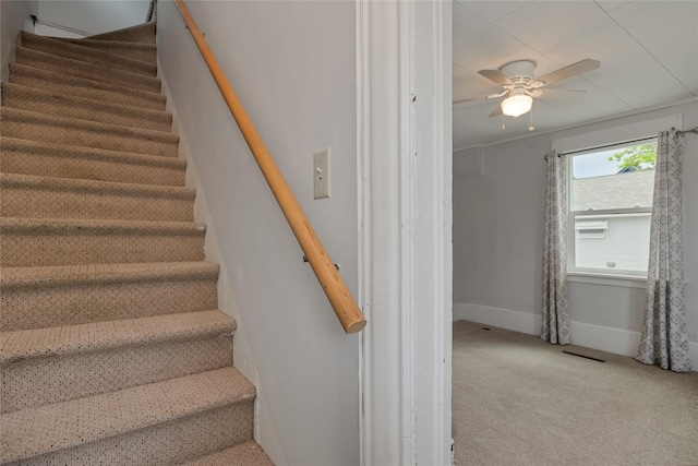 541 5th Ave, Helena, MT 59601 - staircase featuring carpet flooring and ceiling fan