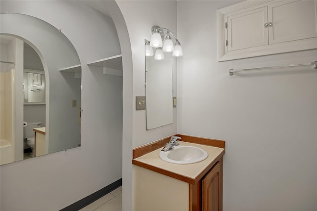 541 5th Ave, Helena, MT 59601 - full bath with vanity, tile patterned flooring, and a shower with shower curtain
