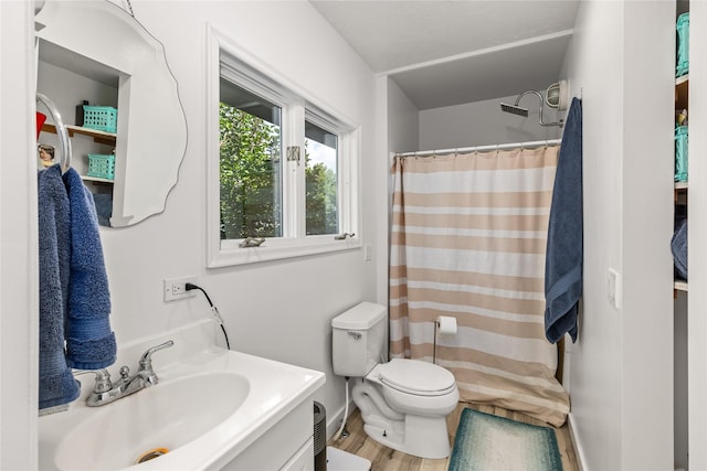 4291 Williams Ln, Stevensville, MT 59870 - bathroom featuring vanity, wood finished floors, and a shower with shower curtain