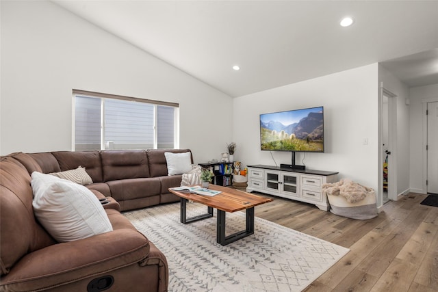 522 Pheasant Ln, Kalispell, MT 59901 - living area with recessed lighting, lofted ceiling, and light wood-type flooring