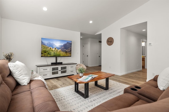 522 Pheasant Ln, Kalispell, MT 59901 - living area featuring light wood-type flooring, recessed lighting, and lofted ceiling