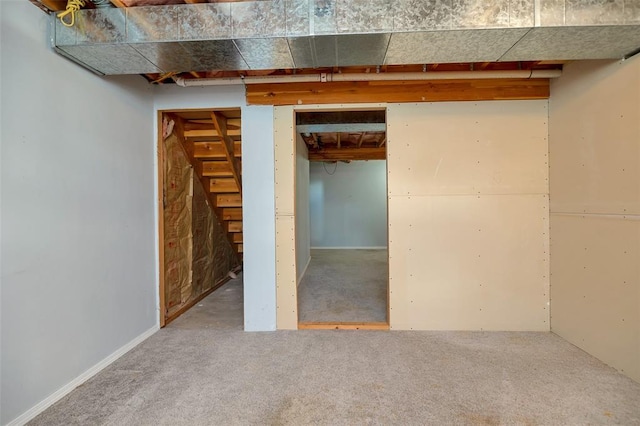 8340 Green Meadow Dr, Helena, MT 59602 - unfinished below grade area featuring stairway and carpet