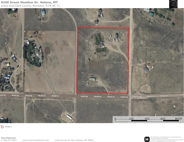 8340 Green Meadow Dr, Helena, MT 59602 - map / location featuring property parcel outlined