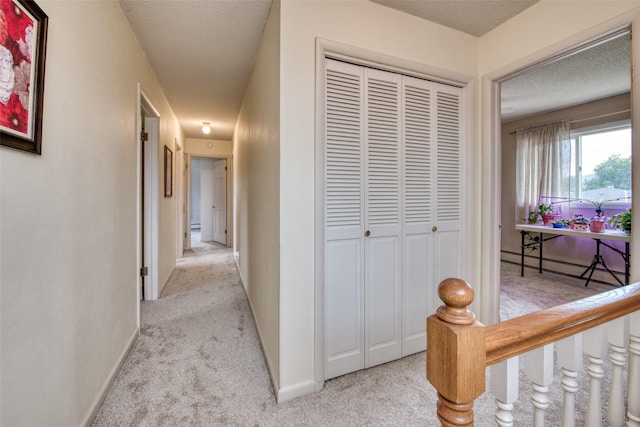 238 Hillcrest Dr, Hamilton, MT 59840 - hall with carpet, a textured ceiling, and a baseboard radiator