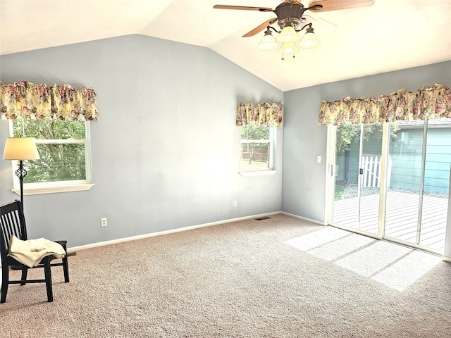 1109 W Main St, Hamilton, MT 59840 - unfurnished room featuring carpet, a ceiling fan, and vaulted ceiling