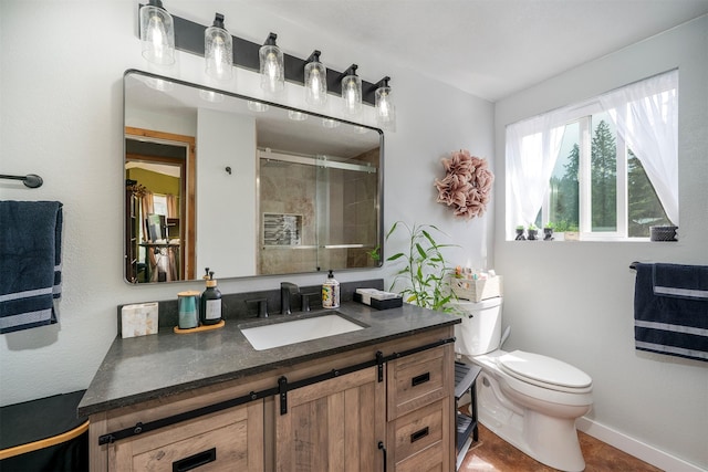 2075 Lion Mountain Loop Rd, Whitefish, MT 59937 - bathroom featuring heating unit, vanity, and a stall shower