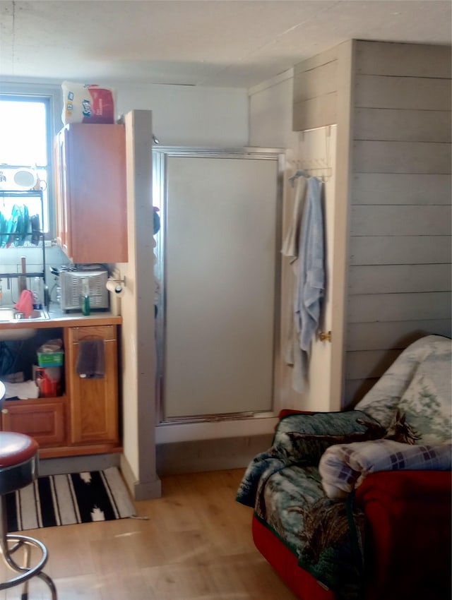 4117 Sherlock Ln, Lincoln, MT 59639 - full bath featuring a shower stall and wood finished floors