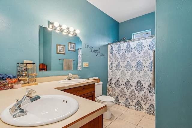 75 N Hill Rd, Kalispell, MT 59901 - bathroom featuring double vanity, tile patterned flooring, and a shower with shower curtain