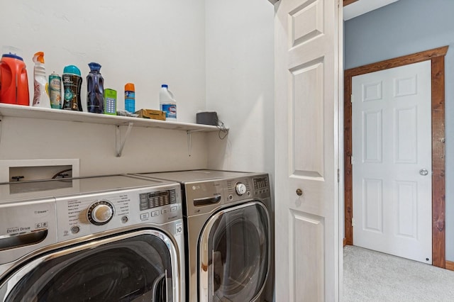 75 N Hill Rd, Kalispell, MT 59901 - laundry room with washer and dryer and light colored carpet