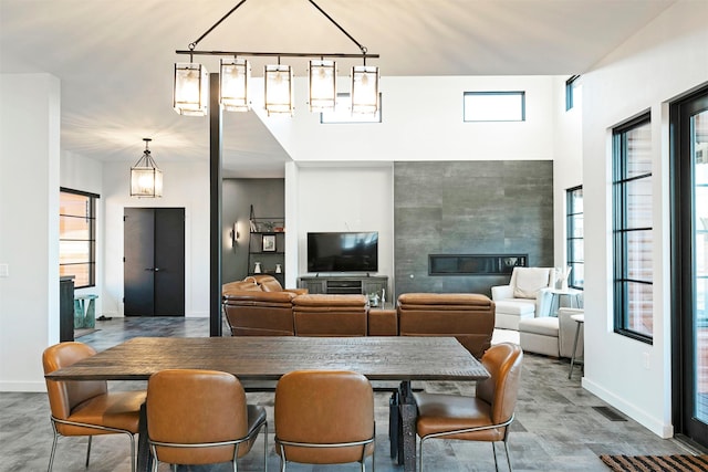 4722 Skalkaho Rd, Philipsburg, MT 59858 - dining area featuring a fireplace and baseboards