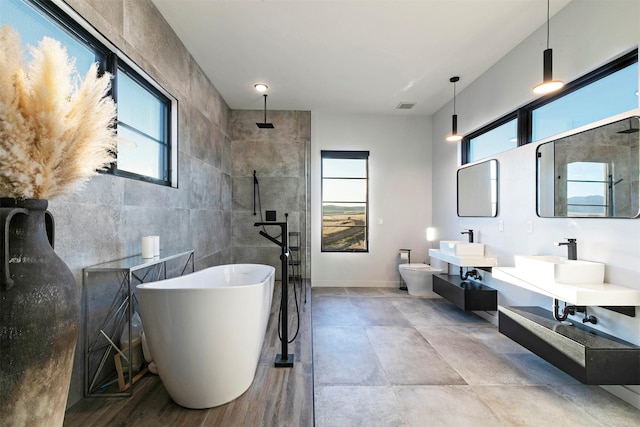 4722 Skalkaho Rd, Philipsburg, MT 59858 - bathroom with a soaking tub, a walk in shower, and vanity