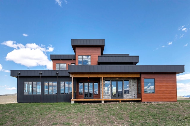 4722 Skalkaho Rd, Philipsburg, MT 59858 - rear view of property featuring a yard, a metal roof, and a standing seam roof