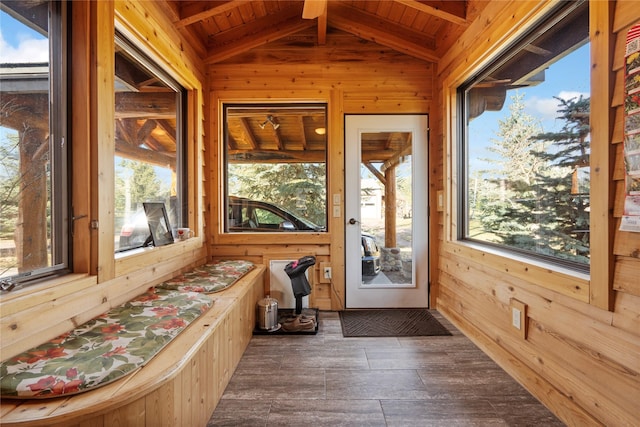 182 Moondance Trl, Bigfork, MT 59911 - sunroom with wooden walls, wooden ceiling, wood finished floors, and plenty of natural light