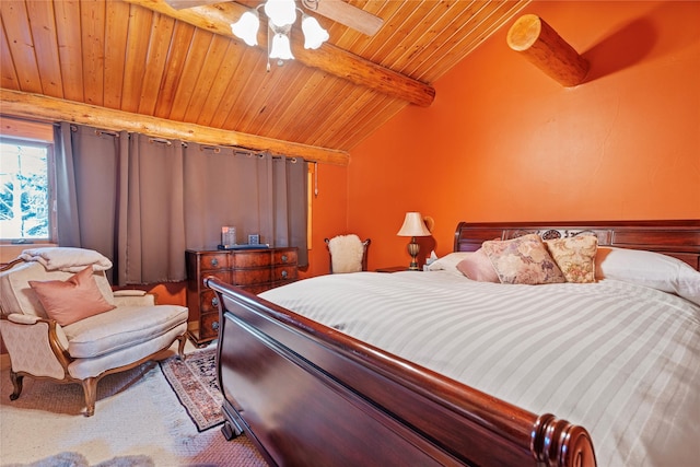 182 Moondance Trl, Bigfork, MT 59911 - bedroom with wood ceiling, ceiling fan, and carpet flooring