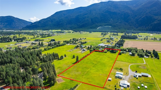 3101 Mt Highway 206, Columbia Falls, MT 59912 - view of rural area with property parcel outlined and a mountain backdrop