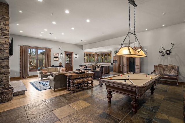 6203 Monterra Ave Unit H, Whitefish, MT 59937 - rec room featuring recessed lighting, stone tile flooring, and pool table