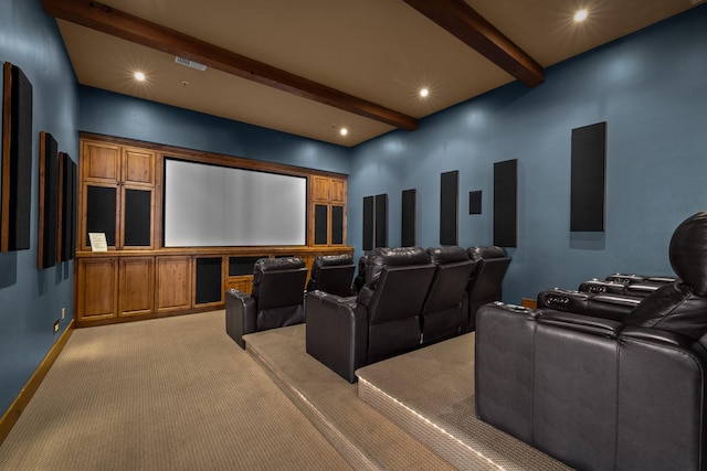 6203 Monterra Ave Unit H, Whitefish, MT 59937 - cinema room with beam ceiling, light carpet, and recessed lighting
